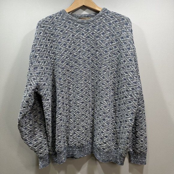 VTG SHENANDOAH Mens XXL Blue Gray Lattice Knit Cotton Blend Crew Neck Sweater US - Picture 10 of 12